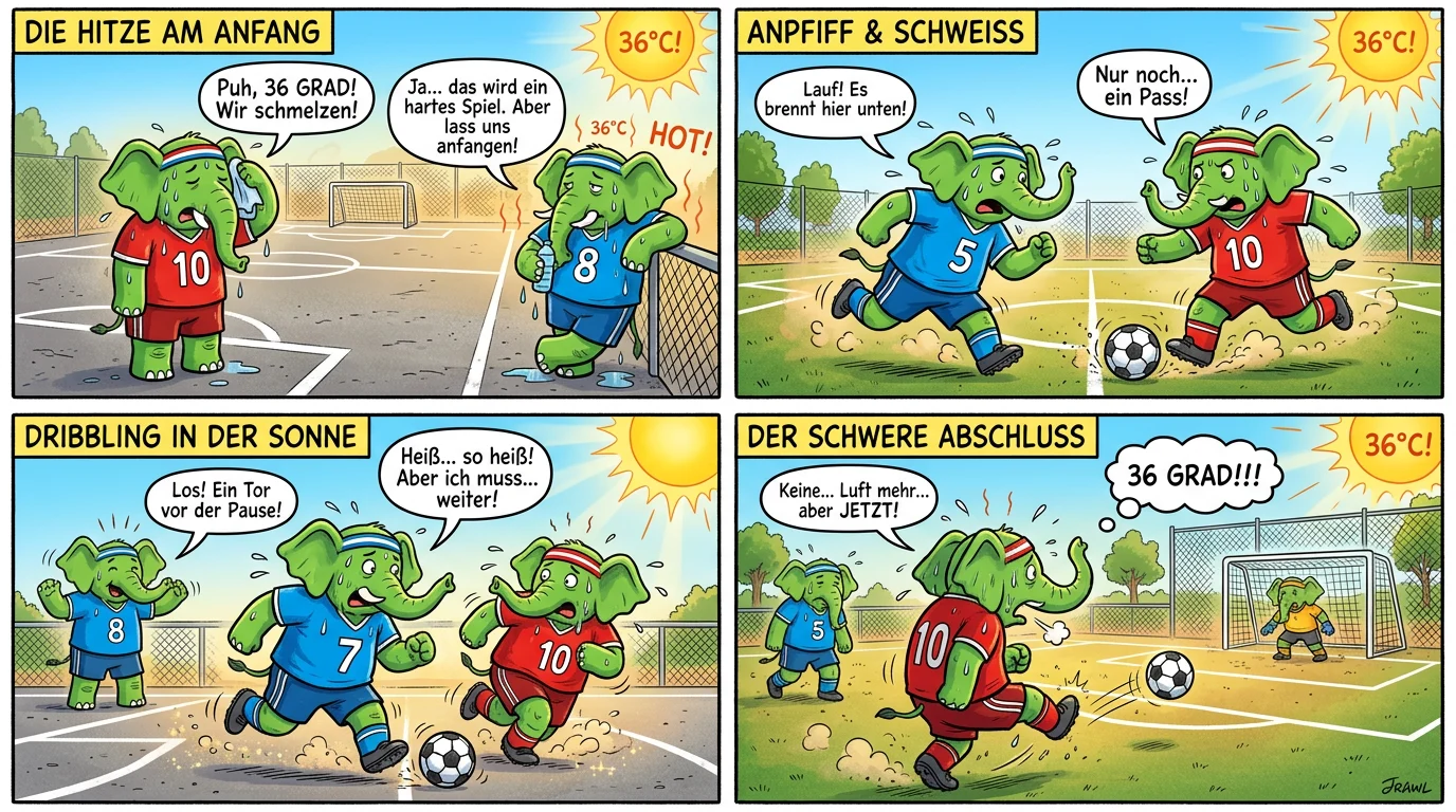 Firefly_Bitte erstelle mir ein Comic von 4 grünen Elefanten die auf einem Soccer Court 2 gege 118201